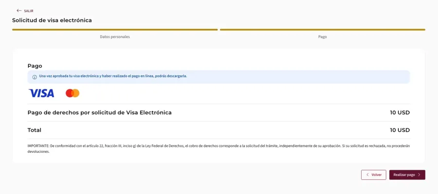 Imagem realizar pago visto mexico